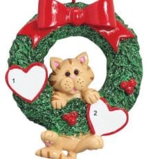 Orange Cat in Wreath Ornament