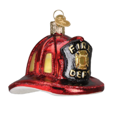 Fire Helmet Glass Ornament