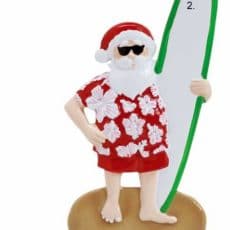 Santa Surfer Tropical Beach Ornament