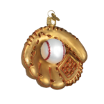 Baseball Mitt Glove Glass Ornament