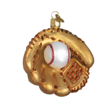 Baseball Mitt Glove Glass Ornament