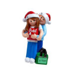 Expecting Couple in Santa Hats Ornament