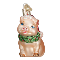Old World Christmas Holly Pig Ornament