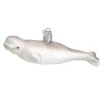Beluga Whale Glass Ornament