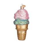 Double Dip Ice Cream Cone Glass Ornament