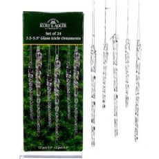 Twisted Clear Crystal Glass Icicles, 24-Piece Box Set