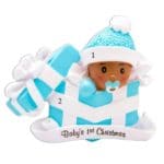 Ethnic Baby's 1st Christmas Boy in Box Ornament