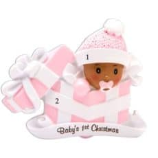 Ethnic Baby's 1st Christmas Girl in Box Ornament