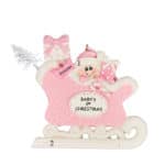Baby's First Christmas Sleigh Ornament-Girl