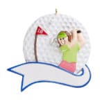 Golfer Woman with  Ball Ornament