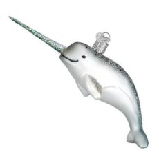 Narwhal Whale Glass Ornament