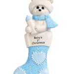 Baby Boy Bear in Stocking Ornament