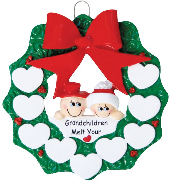 g938 Grandchildren Melt Your Heart Wreath Ornament - Image 1
