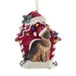 German Shepherd Dog with Dog House Ornament