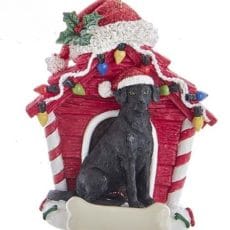 Black Labrador with Dog House Ornament