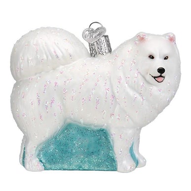 Samoyed Dog Glass Ornament