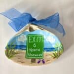 Exit 6 North Wildwood Hand Painted Shell Ornament