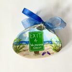 Exit 4 Wildwood Crest Hand Painted Shell Ornament