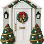 White Door with Wreath Personalized Christmas Ornament