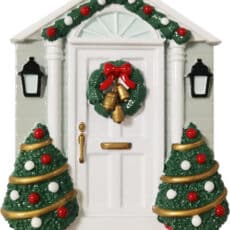 White Door with Wreath Personalized Christmas Ornament