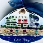 Cape May Beachfront Victorian Homes Hand Painted Shell Ornament