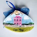 Victorian Pink House Hand Painted Sea shell Ornament