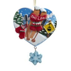 Heart Shaped Skiing Ornament