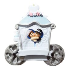 JUST MARRIED COUPLE IN CARRIAGE ORNAMENT