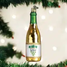 WHITE WINE BOTTLE GLASS ORNAMENT