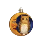 Owl In Moon Glass Ornament - Image 2