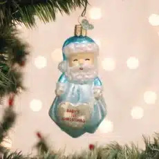 Baby Boy's 1st Santa Lovey Glass Ornament
