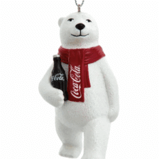 Coca-Cola Polar Bear Holding Bottle Ornament