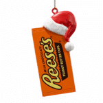 Reeses Peanut Butter Cups Ornament with Santa Hat