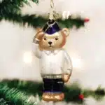 Veteran Bear Glass Ornament