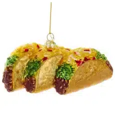 3 Taco Glass Ornament