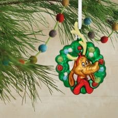 Dr. Seuss's How the Grinch Stole Christmas!™ Max in Wreath Blown Glass Hallmark Ornament