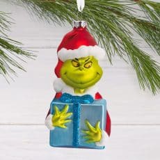 Dr. Seuss's How the Grinch Stole Christmas!™ Grinch With Present Blown Glass Hallmark Ornament
