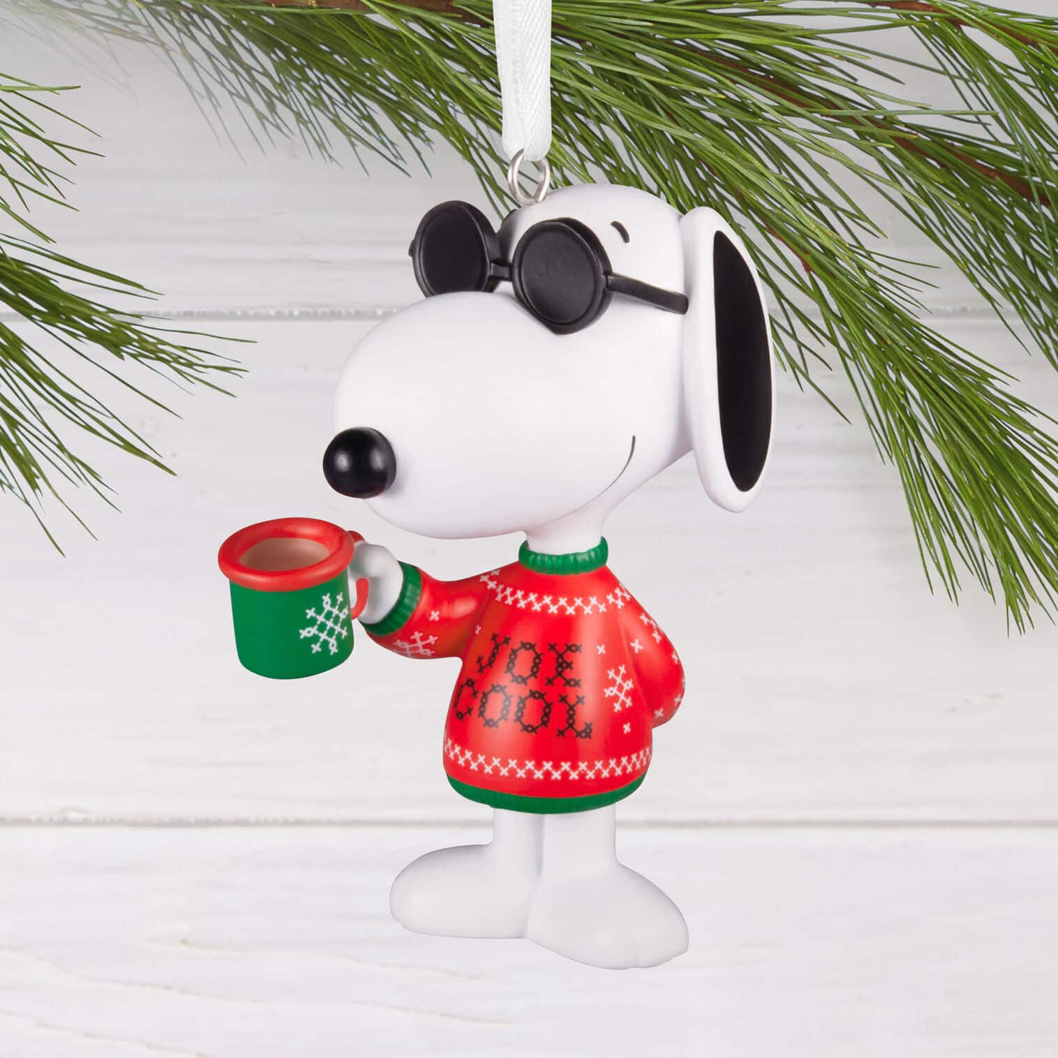 Peanuts-Snoopy-as-Joe-Cool-Christmas-Ornament_3HCM5546_02 Peanuts® Festive Joe Cool Hallmark Ornament - Image 1
